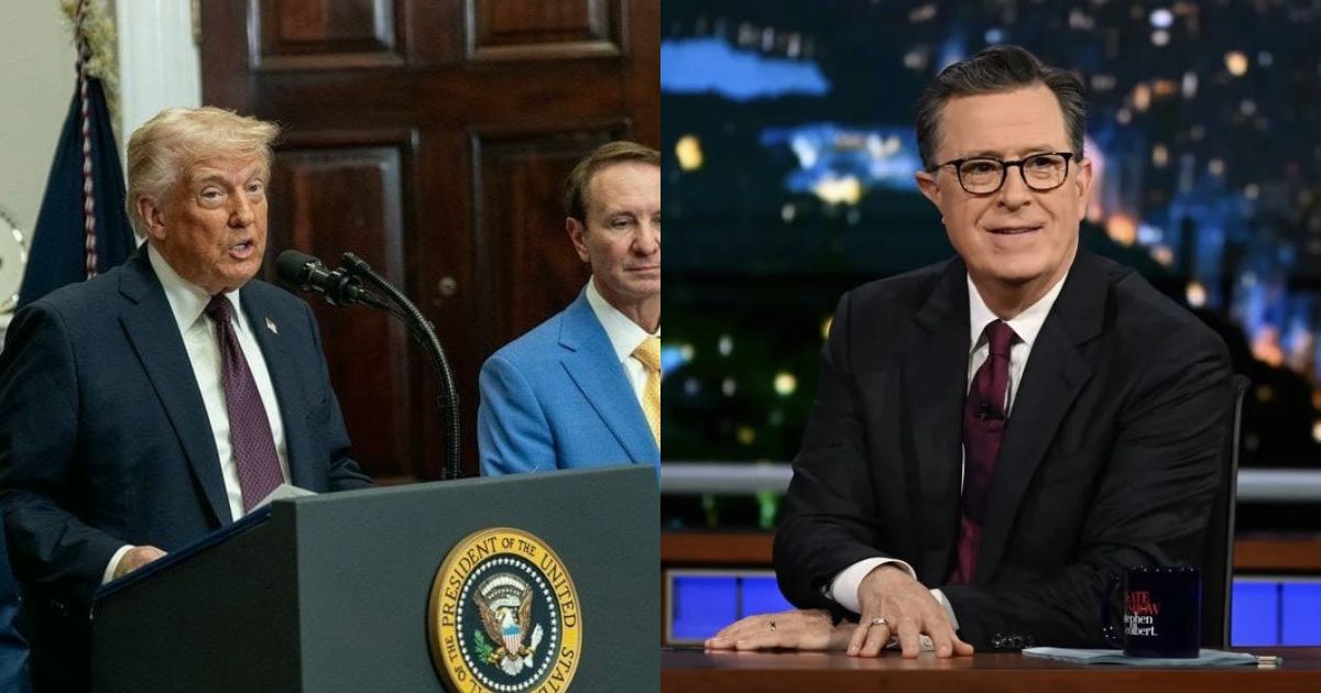 Donald Trump (@StandUpForTrmp|X.com) and Stephen Colbert (@PopCrave|X.com).