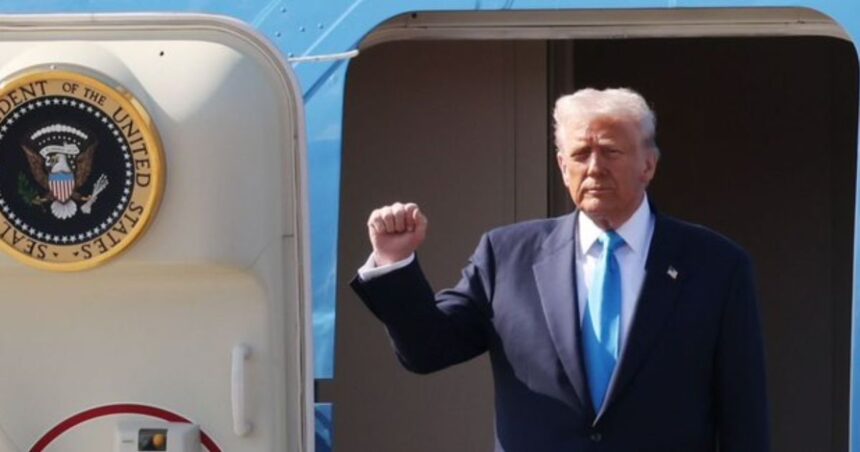 Donald Trump arrived in Gyeongju, South Korea. to attend the APEC gathering. (@Tslachan|X.com).
