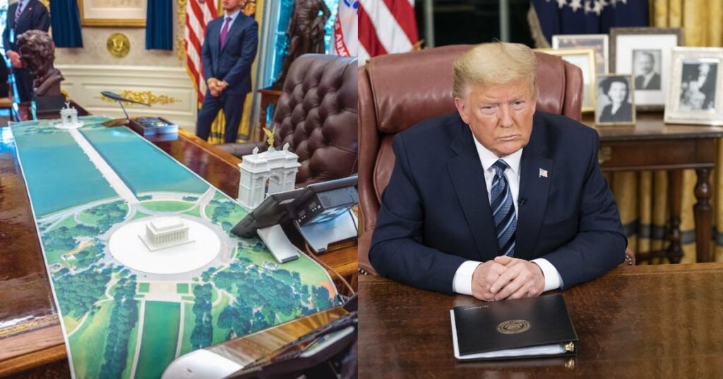 Donald Trump set to invest building a lavish triumphal arch project in Washington D.C (left- @ArthurMacwaters|X.com) and ( right- via Trump White House Archived - Flickr).