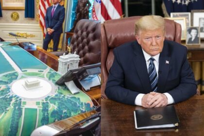 Donald Trump set to invest building a lavish triumphal arch project in Washington D.C (left- @ArthurMacwaters|X.com) and ( right- via Trump White House Archived - Flickr).