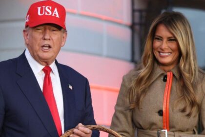 Donald and Melania Trump handed candy to children at the White House Halloween celebration