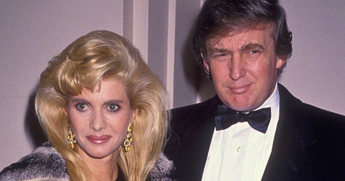Ivana Trump and Donald Trump posing together at a New York event in the 1980s.
