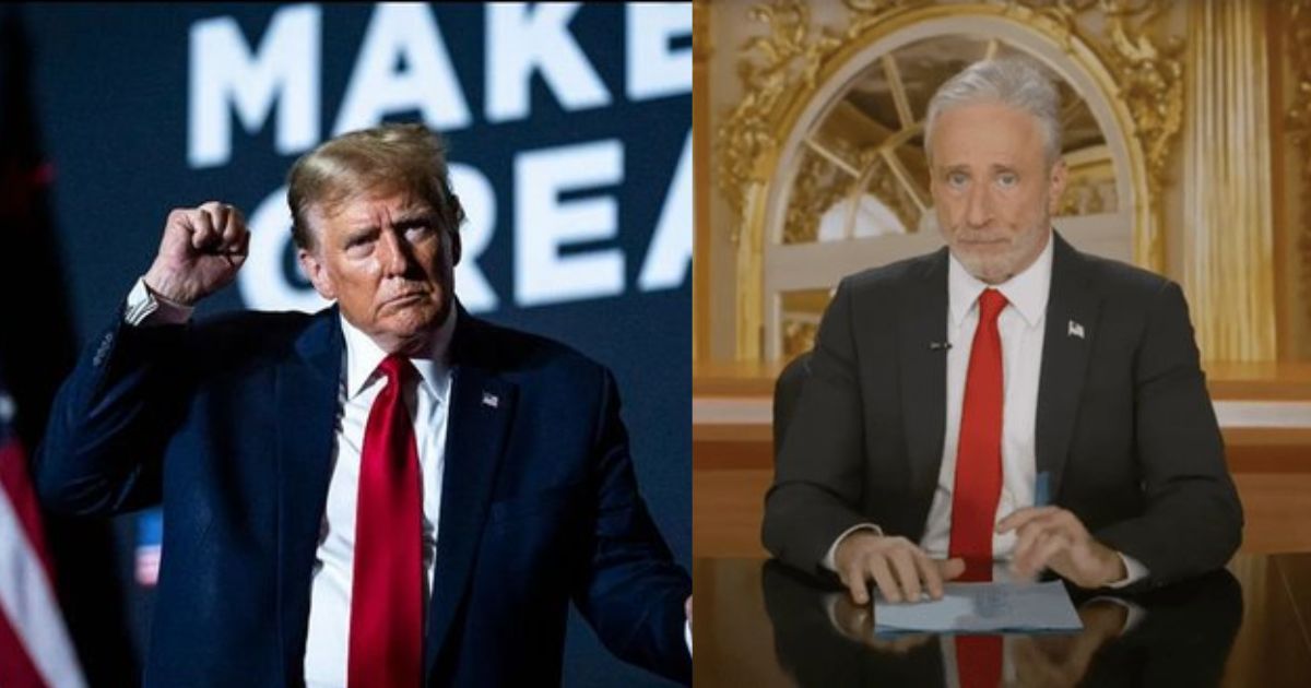 Jon Stewart mocks Donald Trump for his dance move.