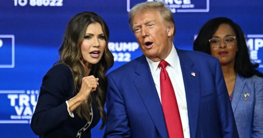 Kristi Noem and Donald Trump