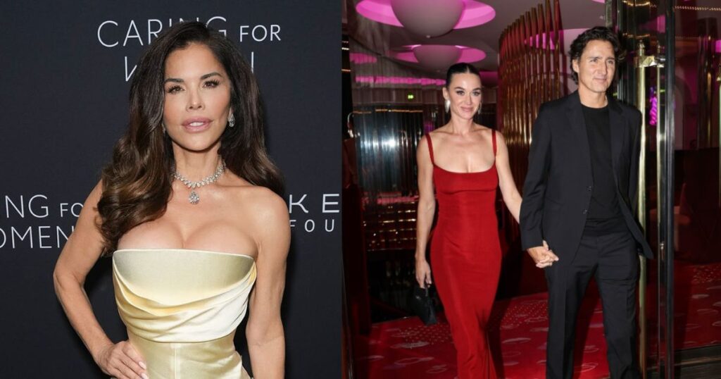 Lauren Sanchez and Katy Perry with Justin Trudeau