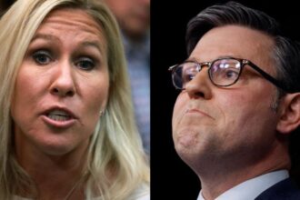 Marjorie Taylor Greene and Mike Johnson