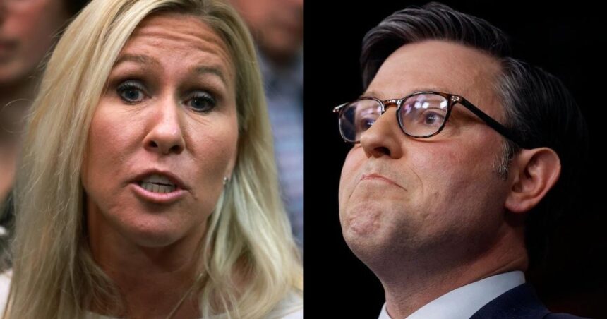 Marjorie Taylor Greene and Mike Johnson