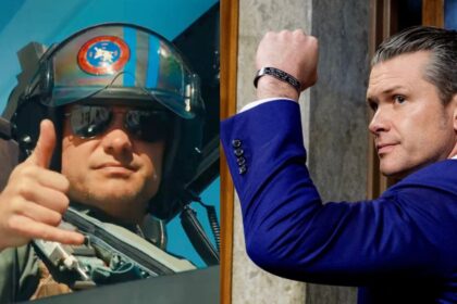 Pete Hegseth in a fighter jet (Image Source: @SecWar via X.com)