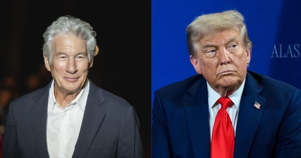 Richard Gere (@TrumpVVon|X.com) and Donald Trump (White House|X.com).