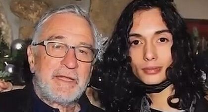 Robert de Niro posing with grandson Leandros