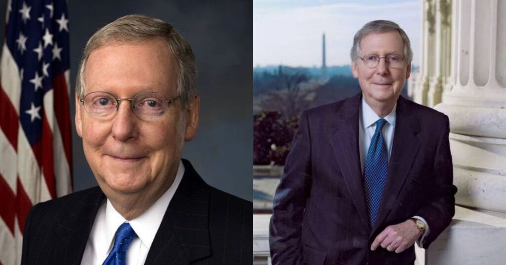 Sen. Mitch McConnell (left- @ElephantSignal- X.com) and ( right- @BaronJTrump|X.com).