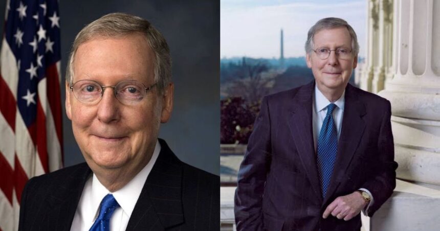 Sen. Mitch McConnell (left- @ElephantSignal- X.com) and ( right- @BaronJTrump|X.com).