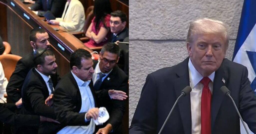 Donald Trump's speech halted at Israel's parliament