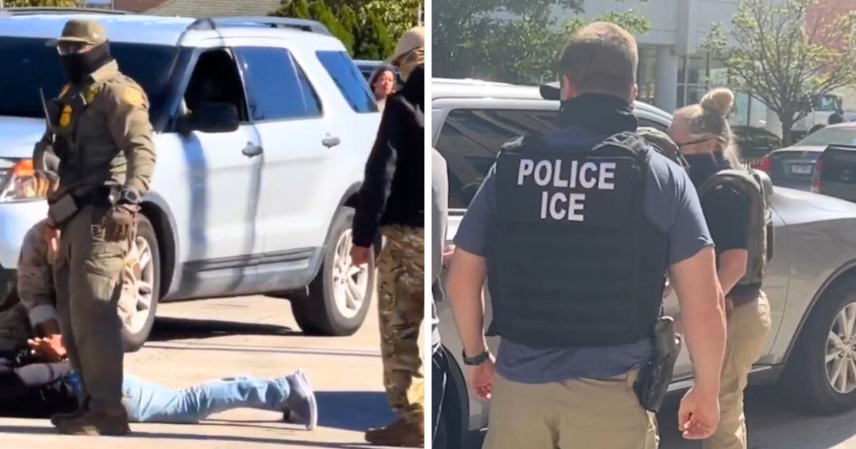 ICE agent points gun at pregnant woman