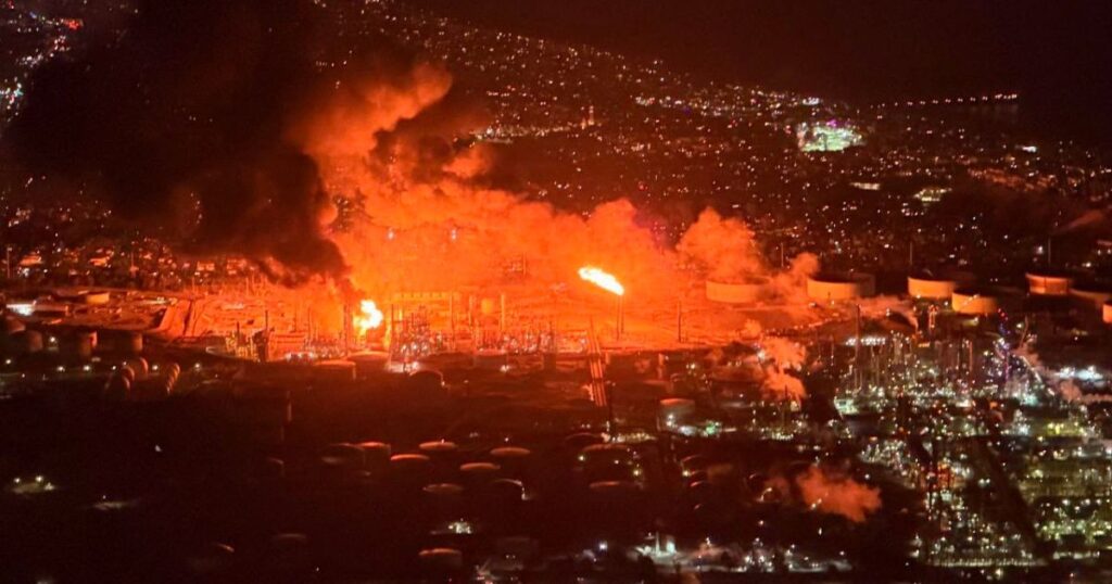 oil refinery fire in los angeles