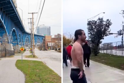 A shirtless man got knocked out on the Cleveland Lakefront Bikeway after harassing a group of Black men | Images via Cleveland Metroparks and Instagram/leemerrittesq