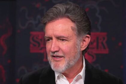 Actor Joe Chrest during an interview about Stranger Things Season 5