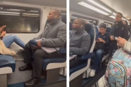 White woman falsely accuses black man on train, but backs off as passengers decide to step in