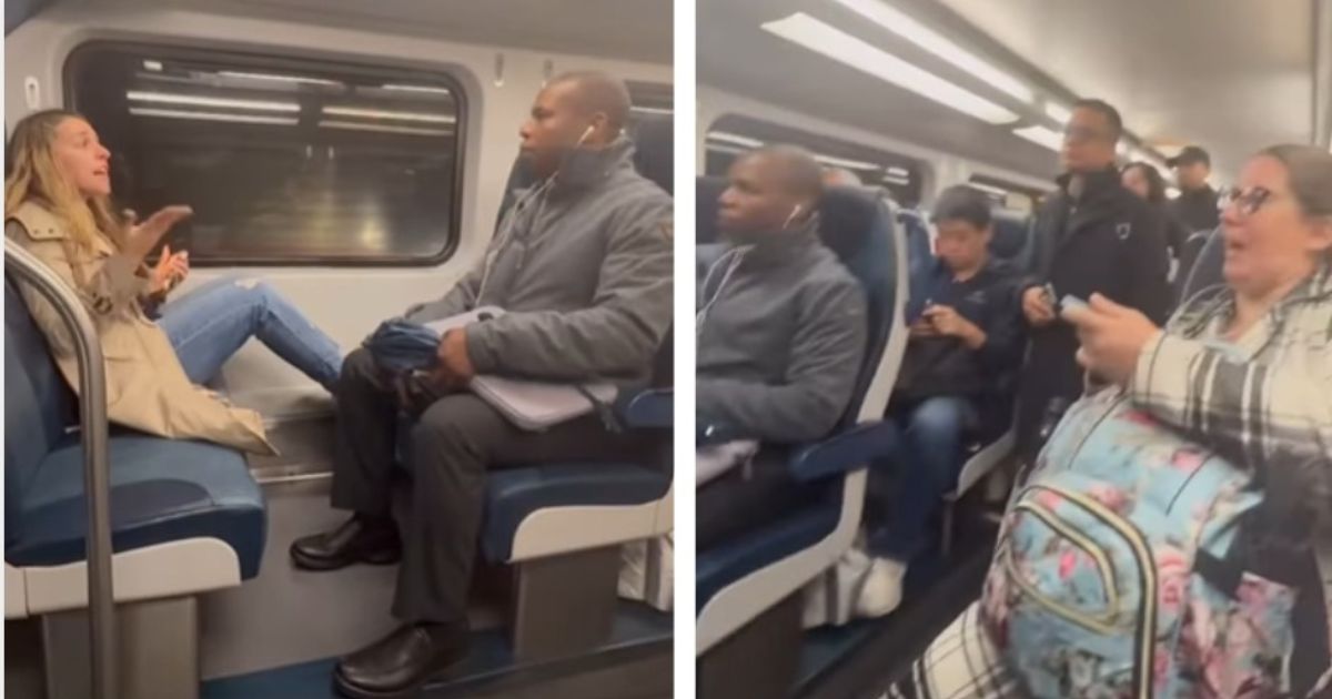 White woman falsely accuses black man on train, but backs off as passengers decide to step in