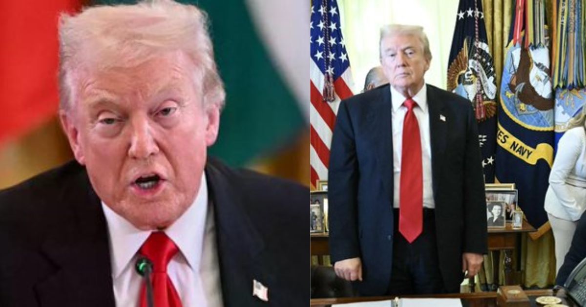Donald Trump looking pale and tired at the Central Asian leaders on November 5 in Miami. (left- @IrishStarUS) and right- (@GeraldineO17200).