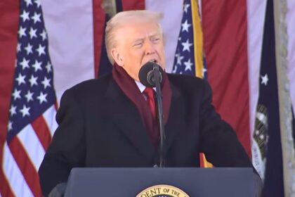 Donald Trump speaks at Arlington National Cemetery on Veterans Day, November 11, 2025