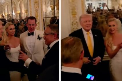 Donald Trump pictured with the couple