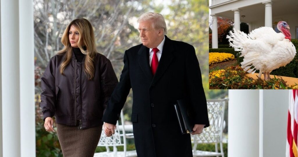 Donald and Melania Trump attended the White House Thanksgiving ceremony