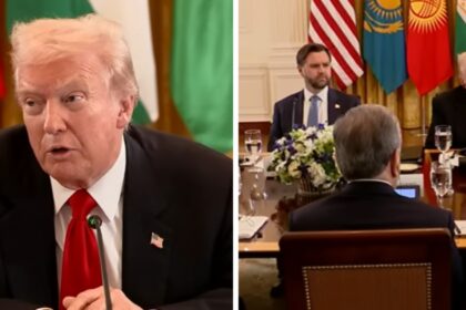 Donald Trump and JD Vance at foreign affairs dinner.