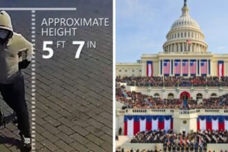 FBI-released surveillance image shows the unidentified pipe bomb suspect near party headquarters on January 5, 2021