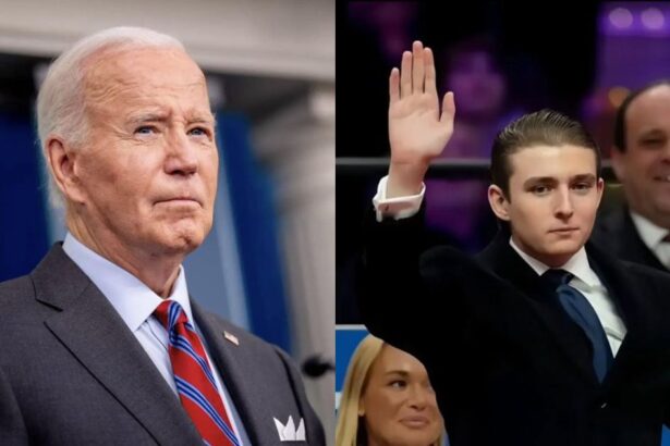 Former President Joe Biden and Barron Trump. (left- @MAGANationX- via X.com) and (right- @VirginiePerez15|X.com).
