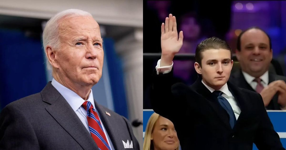 Former President Joe Biden and Barron Trump. (left- @MAGANationX- via X.com) and (right- @VirginiePerez15|X.com).