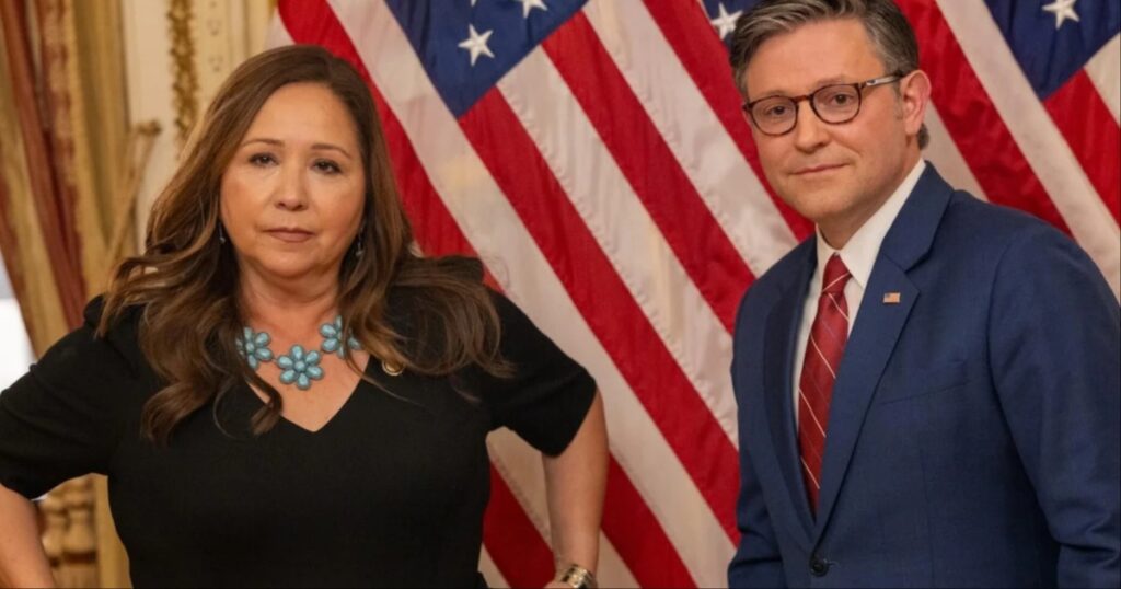 Democrat Adelita Grijalva and Mike Johnson