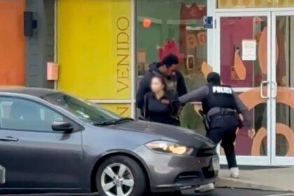 Screenshot of a clip from a Chicago daycare teacher being detained