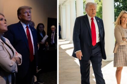 Karoline Leavitt pictured with Donald Trump