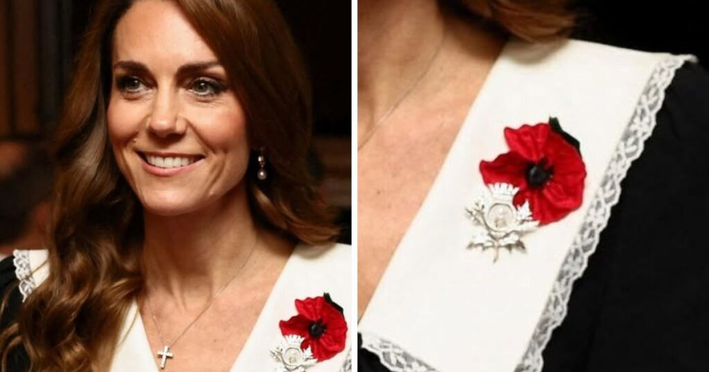 Kate Middleton wore a single red poppy at the 2025 Remembrance Sunday