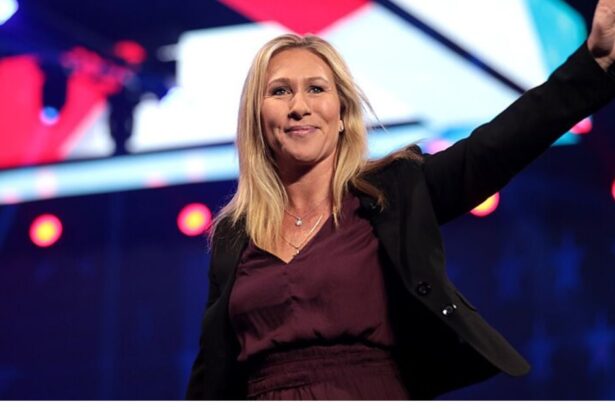 Congresswoman Marjorie Taylor Greene waving