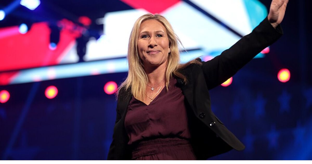 Congresswoman Marjorie Taylor Greene waving