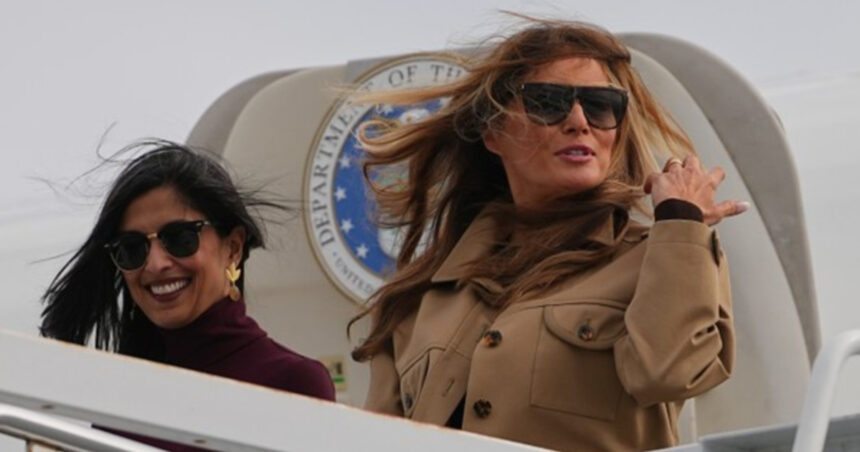 Usha Vance Melania Trump getting on plane