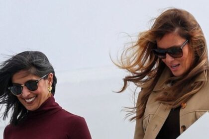 Melania Trump and Usha Vance Stepping off Air Force One on Wednesday