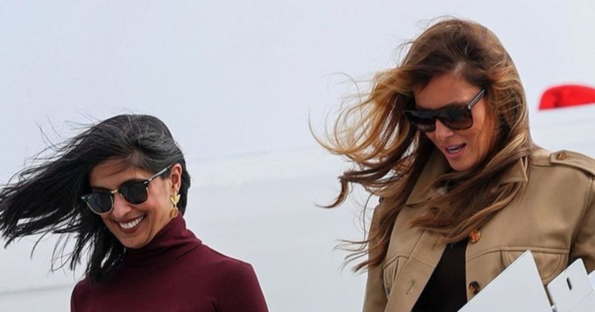 Melania Trump and Usha Vance Stepping off Air Force One on Wednesday