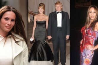 Melania Trump during her iconic style era of the early 2000s as a model. (Left: @MelaniaJTrump | X.com), (Center: @fashion7thave | X.com), (Right: @KUWTTRUMPS | X.com).