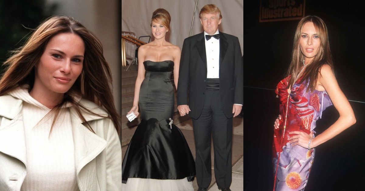 Melania Trump during her iconic style era of the early 2000s as a model. (Left: @MelaniaJTrump | X.com), (Center: @fashion7thave | X.com), (Right: @KUWTTRUMPS | X.com).
