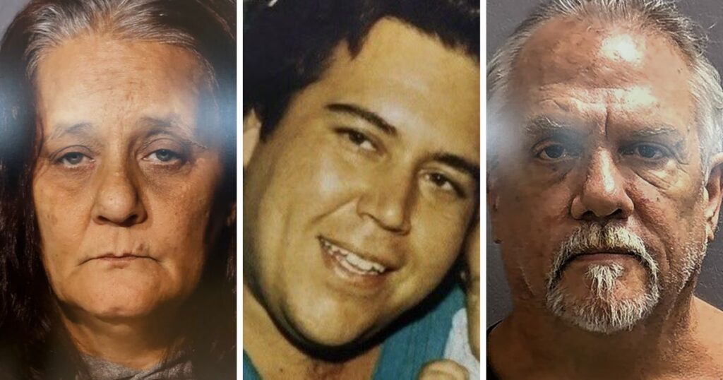 Mugshots of Veronica Fonseca (L) and Anthony Fox (R) who were arrested in connection with the 1993 murder of Zachary Jackson (M)