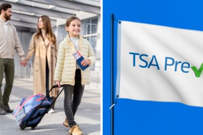 Parents and children can walk through a TSA PreCheck airport security lane with no wait