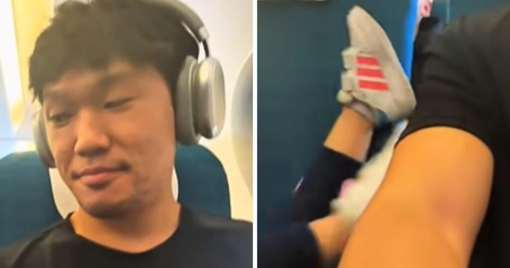 Paul Lee sits calmly beside a screaming child mid-flight, in a viral TikTok clip that’s dividing the internet