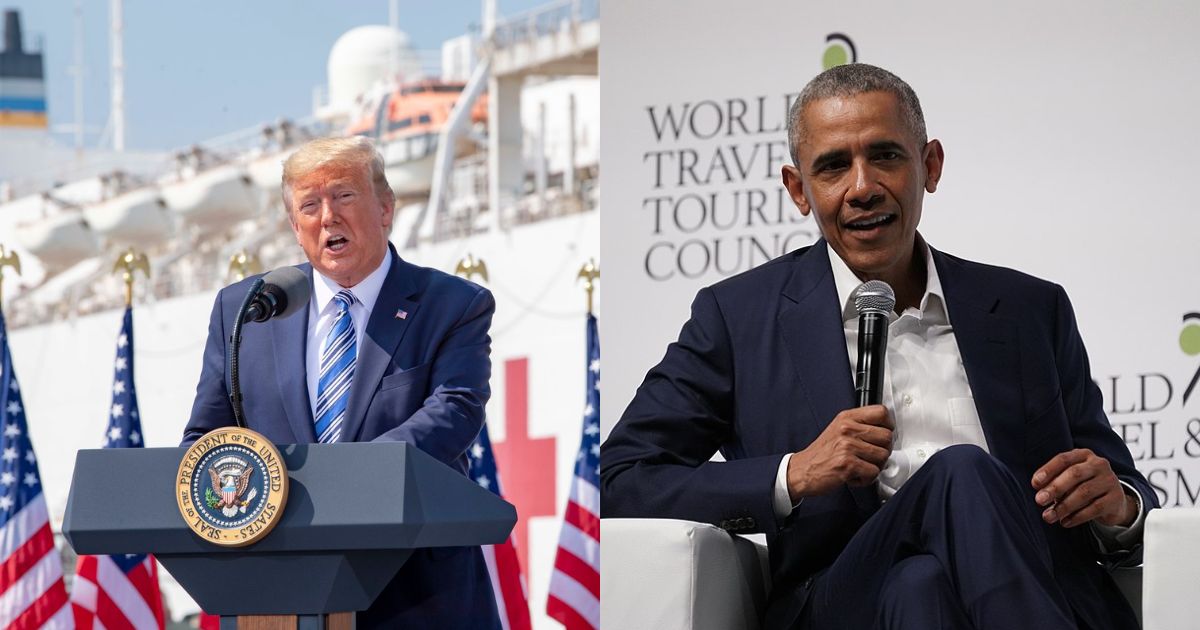 President Donald Trump and Former President Barack Obama addressing a crowd. (left-via Big Energy Group) and (right- by World Travel & Tourism Council- Wikimedia Commons).