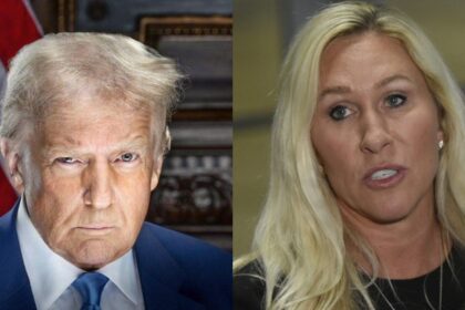 President Donald Trump (@V_Lady2024|X.com) and Rep. Marjorie Taylor Greene (@LangmanVince|X.com).