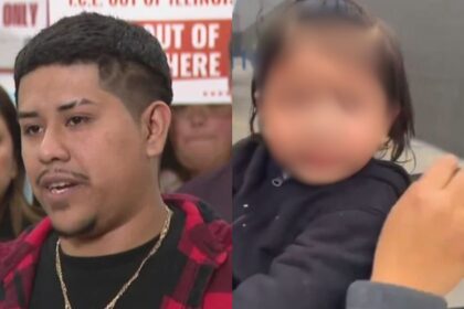1-Year-old baby girl pepper-sprayed by ICE during grocery trip in as helpless parents try to calm her down. ( left- @eyes_globe|X.com) and (right- @space_ranger_O|X.com).