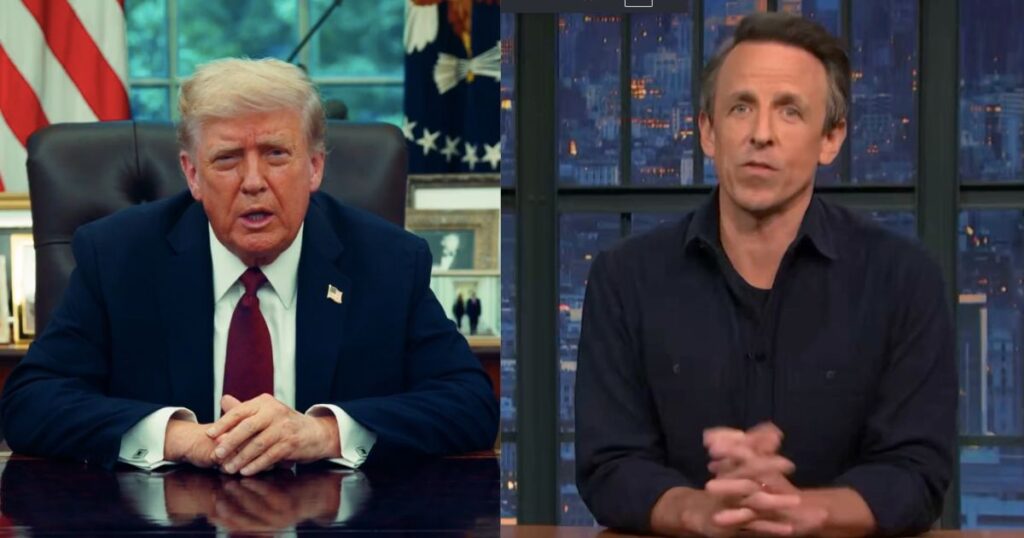 Seth Meyers trolls Donald Trump over his long rant on Epstein files
