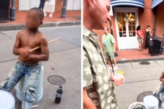Six-year-old street drummer Tony stands his ground on Bourbon Street after a tourist insults him | Images via Instagram/malikshotyou
